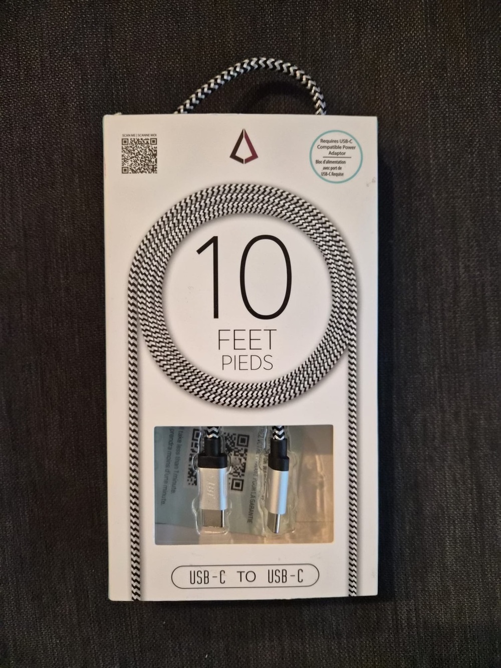 USB-C to USB-C 10ft Braided Charging Cable - Black & White